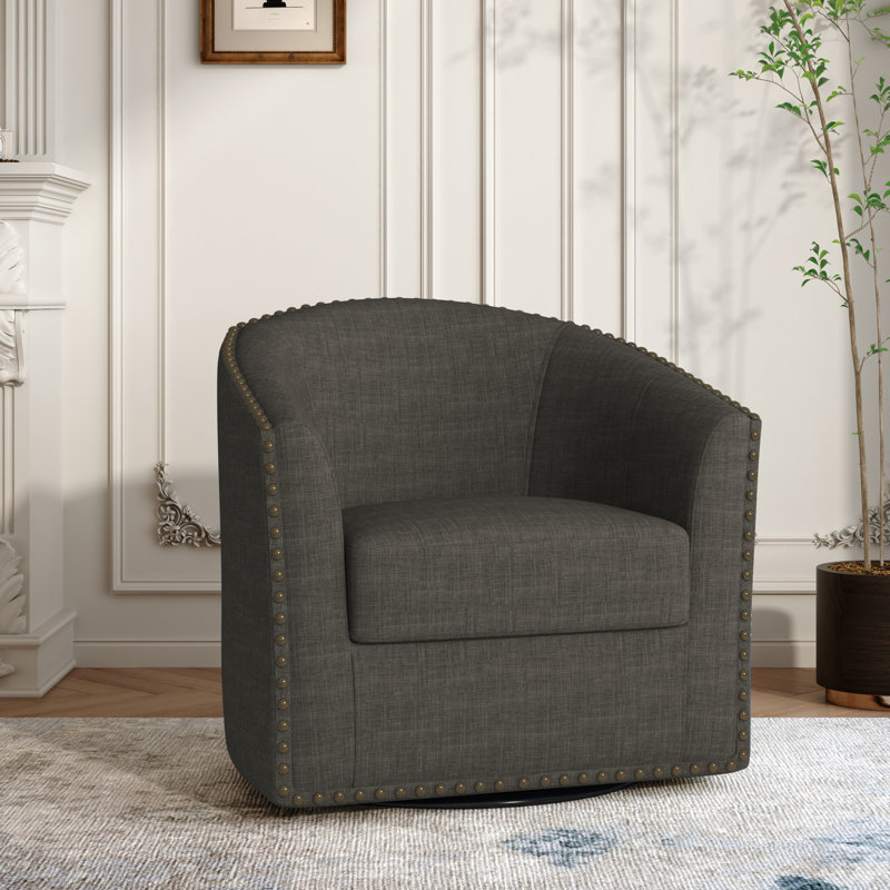 Fauteuil demi-tonneau pivotant Aunna, Mélange de polyester blanc