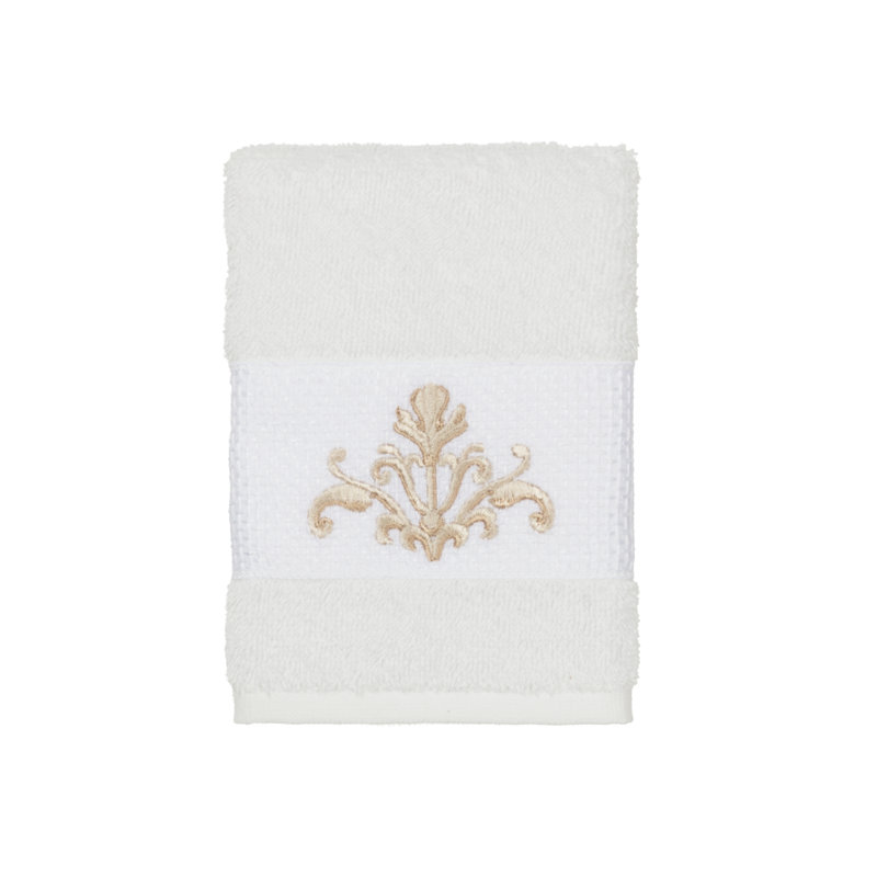 Essuie-mains en coton turc à ornements, Blanc