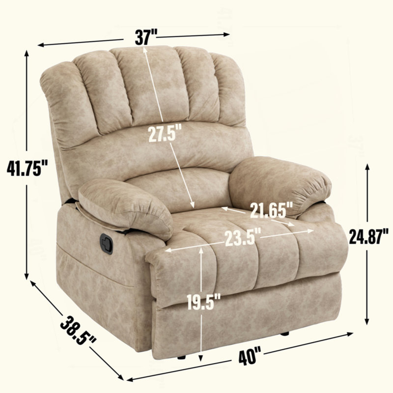 Grand fauteuil inclinable manuel en tissu pour le salon