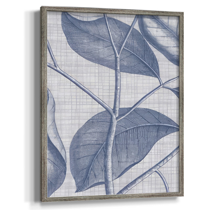 Navy & Linen Botanical VII Framed Print - Solid Wood, 21" H x 17" W