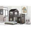 Lit superposé en bois gris antique avec maisonnette, lit simple au-dessus d'un lit double et barrières de sécurité, construction robuste en bois de pin, maisonnette de charge maximale de 400 / 600lbs en gris, taille double, construction, capacité de 400lbs / 600lbs