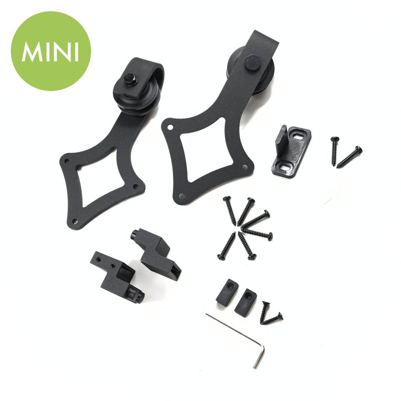 Mini Black Steel Double Barn Door Hardware Kit