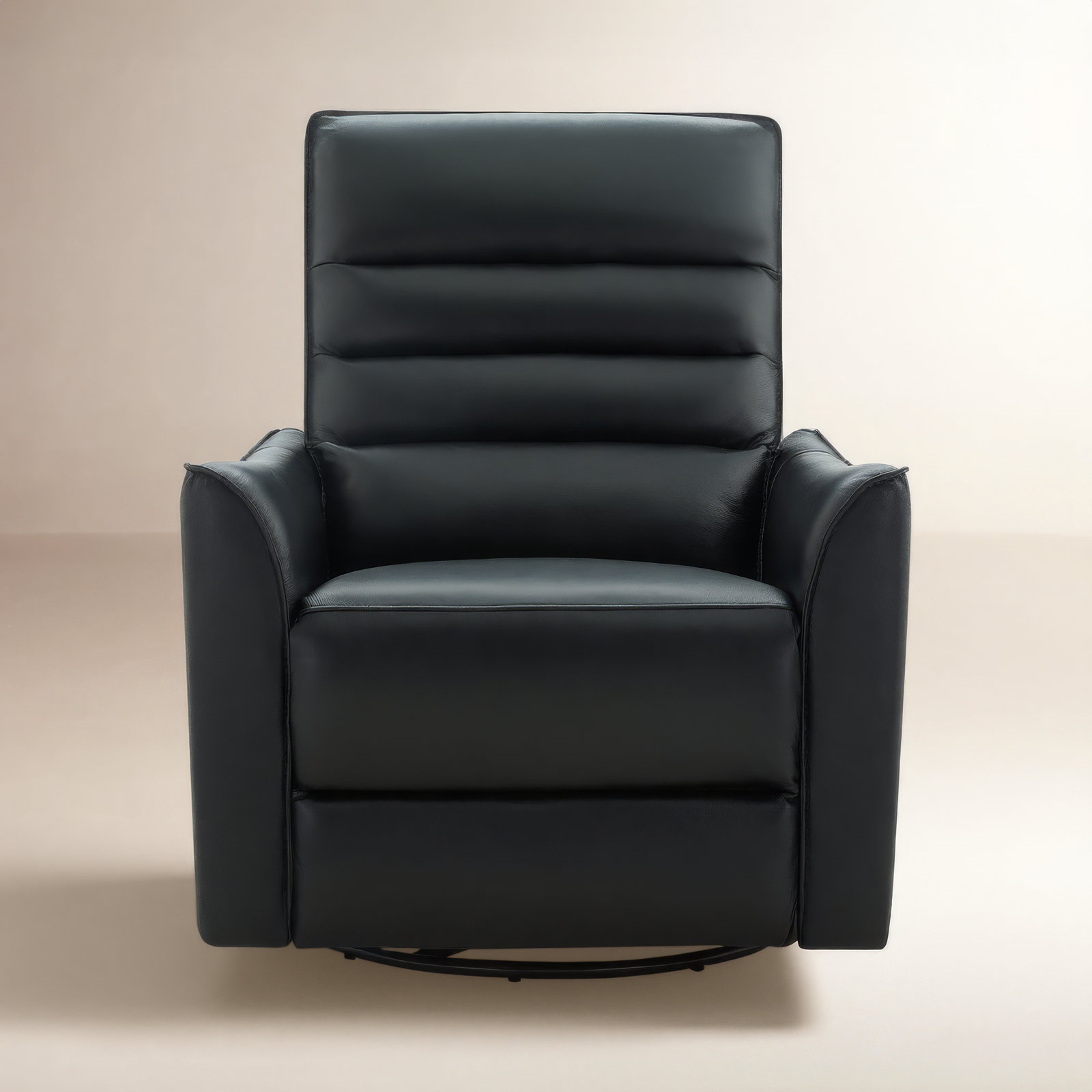 Gabi 33" Genuine Leather Swivel Power Recliner, Florida Black