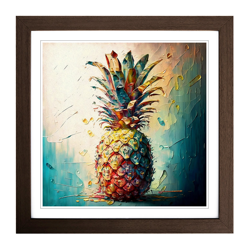 Pineapple Palette Knife - Single Picture Frame Print on Wood, Walnut