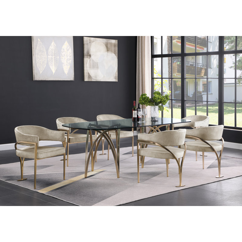 Chaise en velours Kirsi, Doré, Velours pierre