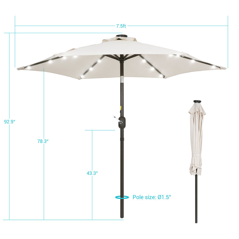 Parasol de marché éclairé 90 po Kanila, Beige