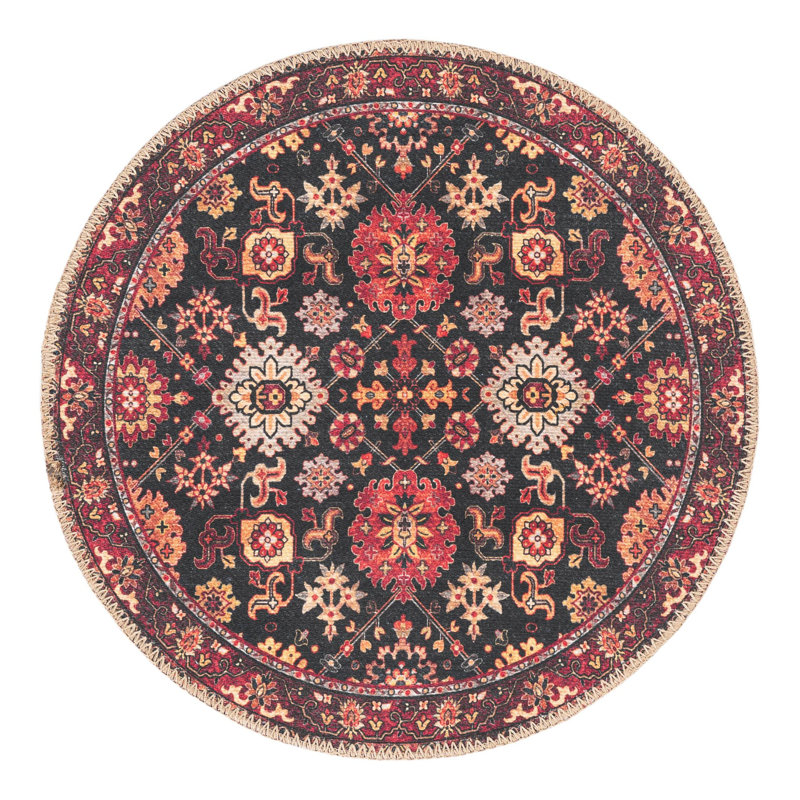 Miyon Performance Chenille Floral Indoor Rug, Round 2' x 2'
