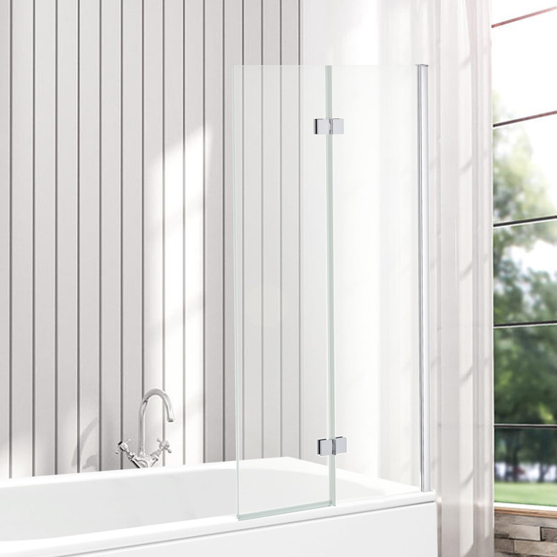 VeeBath Curved Bath Screen with Towel Rail - 1435 x 720mm