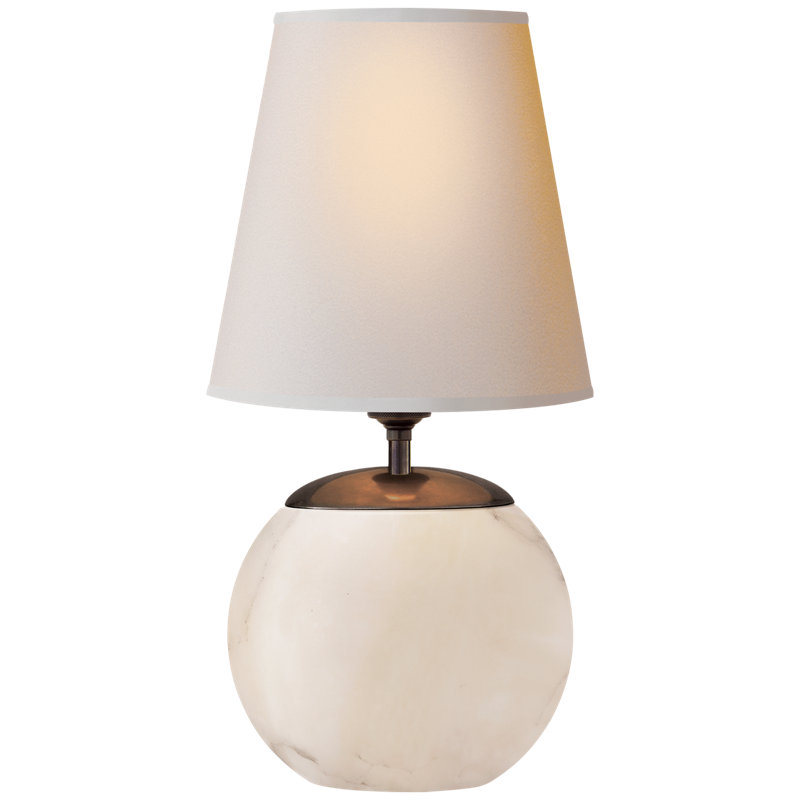 Thomas O'Brien Terri Round Accent Lamp, Alabaster, Fabric