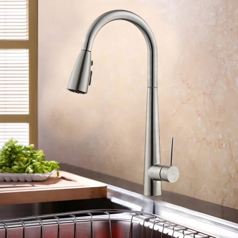 Pull Down Single Handle Kitchen Faucet With Accessories