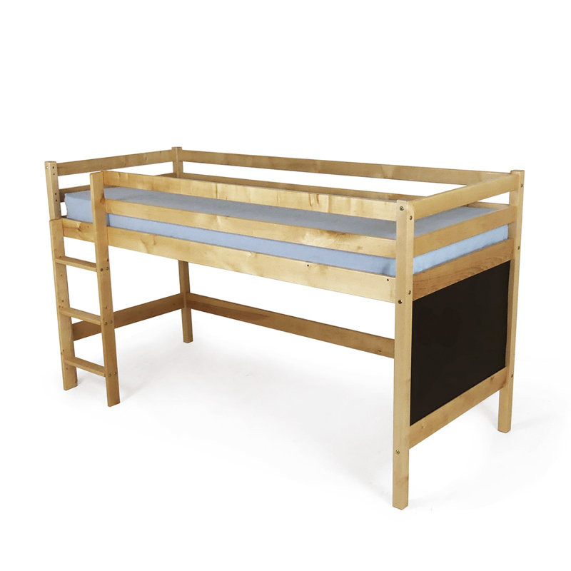 Matthes Hardwood Mid Sleeper Bed with Blackboard, European Single (90 x 200cm), Natural