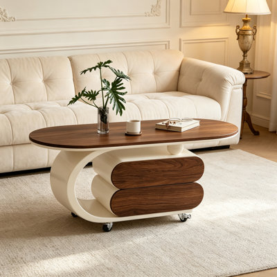 Movable Coffee Table With Drawer Storage