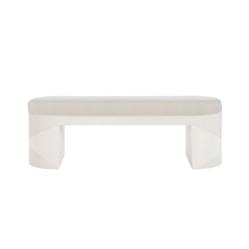 Elegant Cream Polyester 56" Transitional Upholstered Bench