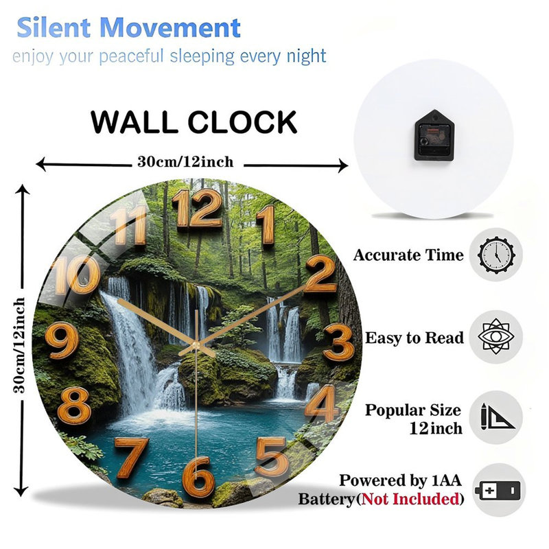 Horloge murale en verre Waterfall