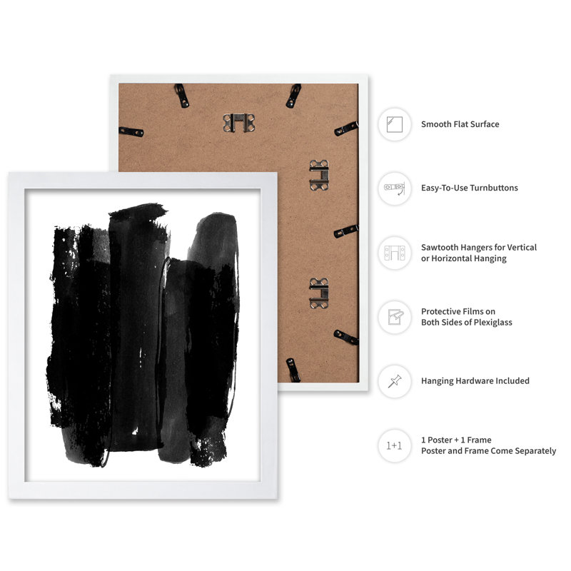 Coups de pinceau noirs no 3, Poster, White Framed, 16"H x 20"W