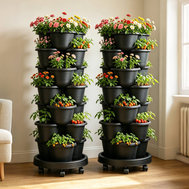 Ensemble de jardinières verticales Strawberry, Noir