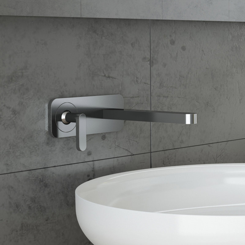 Robinet de salle de bain mural avec bonde Living, Chrome poli