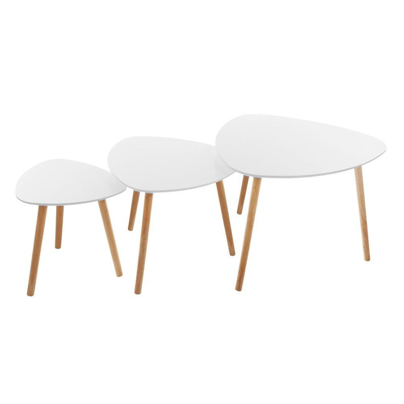 Mervin Three Leg Coffee Table, 45cm H x 100cm W x 100cm D, White