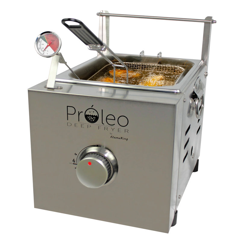 Flame King Proleo Tabletop Propane Deep Fryer With Oil Thermometer, 2.5 Gallons Capacity, With 5-ft Propane Regulator Hose
