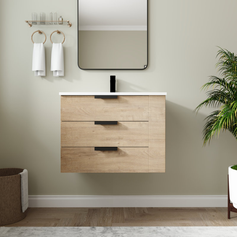 Meuble-lavabo mural simple 30 po avec plateau en résine