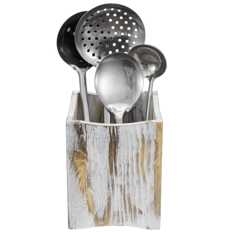 Wood Rectangle Utensil Crock