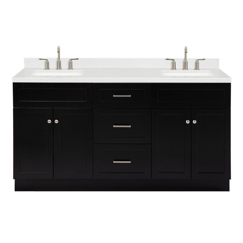 Hamlet 66.25'' Bathroom Vanity with Carrara Quartz Top, Black