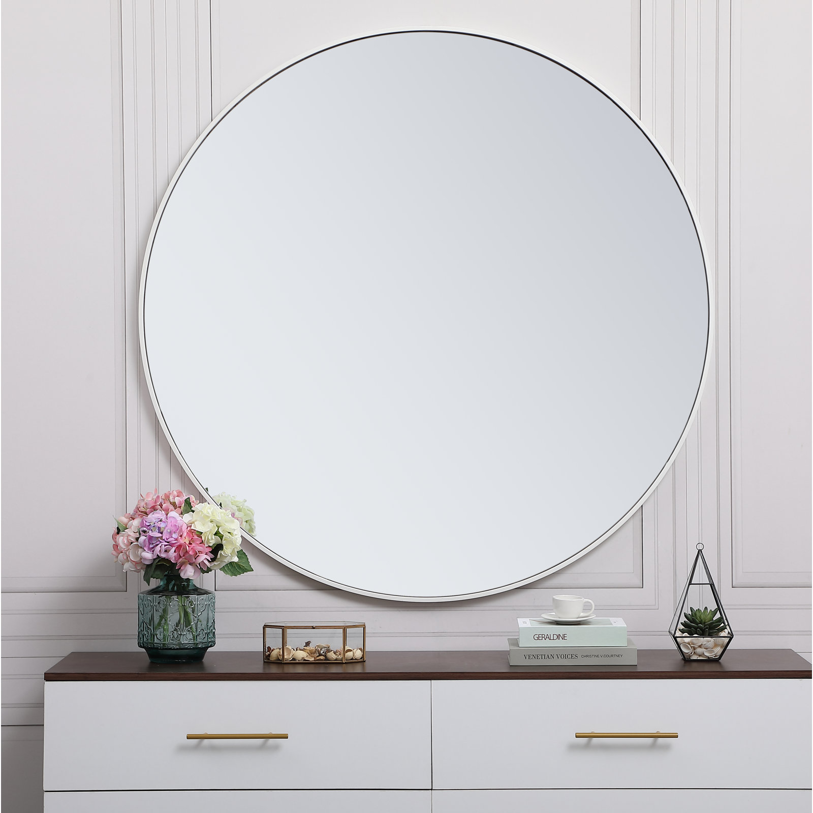 Sabine Accent Mirror, 42" x 42", White