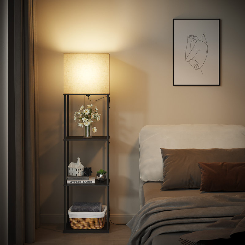 62.2'' Column Floor Lamp with 4-Tier Shelves