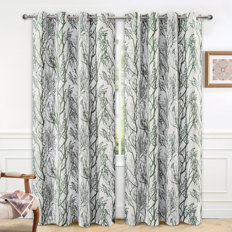 Jadin Outdoor Linen Blend Room Darkening Curtain Pair, Green, 52" W x 90" L