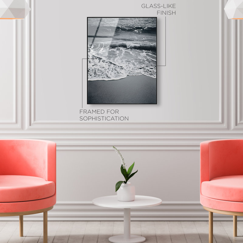 Cresting Foam IV, tableau en verre acrylique brillant, motif nautique et plage, par Oliver Gal, H 21 po x l 17 po