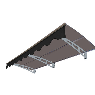 Auvent de fenêtre 79 "x 34" pour maison en bois, toit en polycarbonate de 0,137 ", supports, protection, chaleur, entrée extérieure avec support en alliage d'aluminium et cantonnière - Protection des yeux