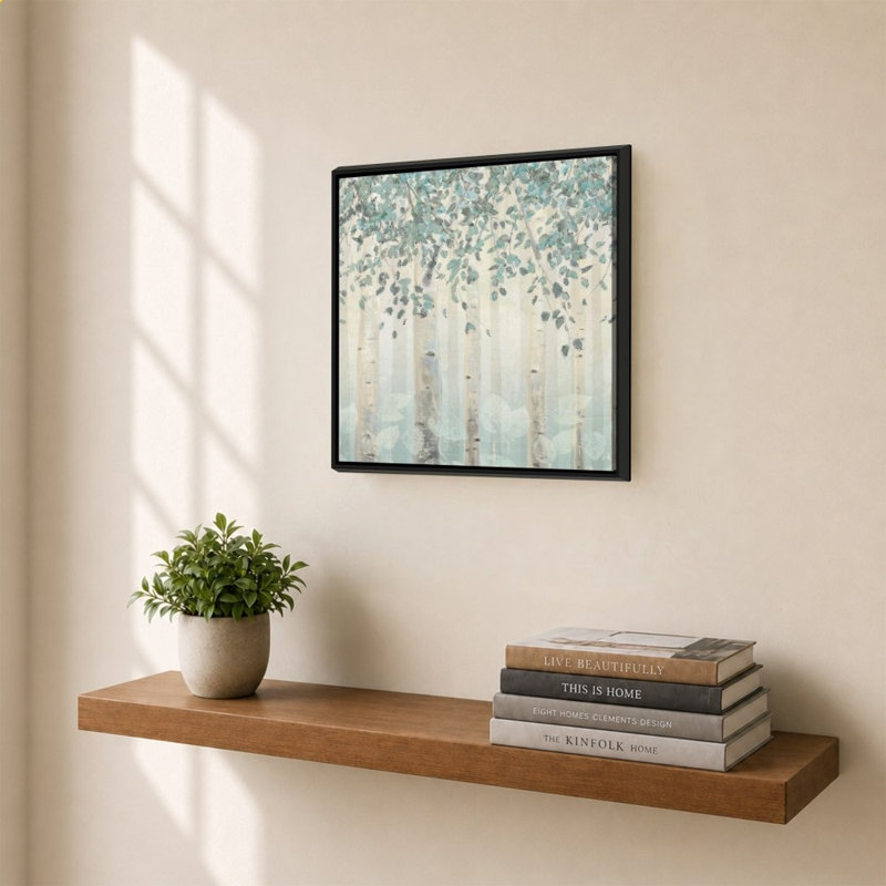 «Dream Forest I Silver Leaves» par James Wiens - impression sur toile, 28" H x 28" W, Black