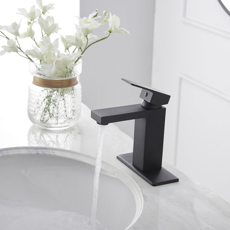 WIZ Single Handle Single Hole Low-Arc Bathroom Faucet, Matte Black
