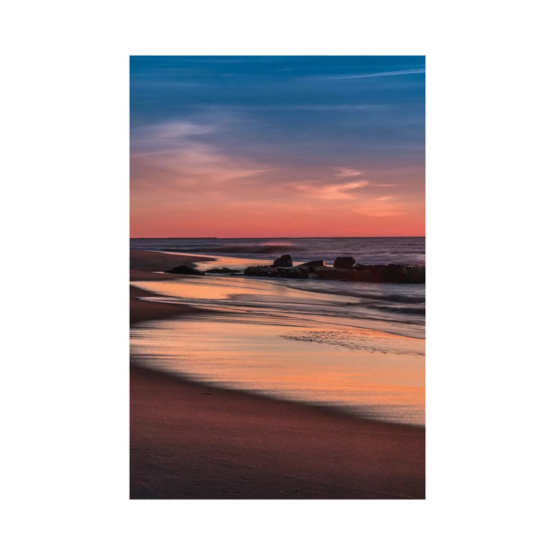 USA, New Jersey, Cape May National Seashore. Sunrise on winter shoreline. 1 Piece Wrapped Canvas Wall Art