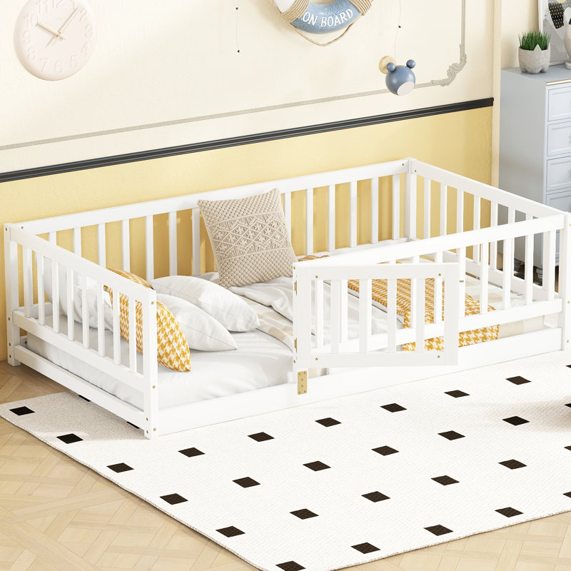 Lit simple au sol - Bois de pin blanc, - Style,
