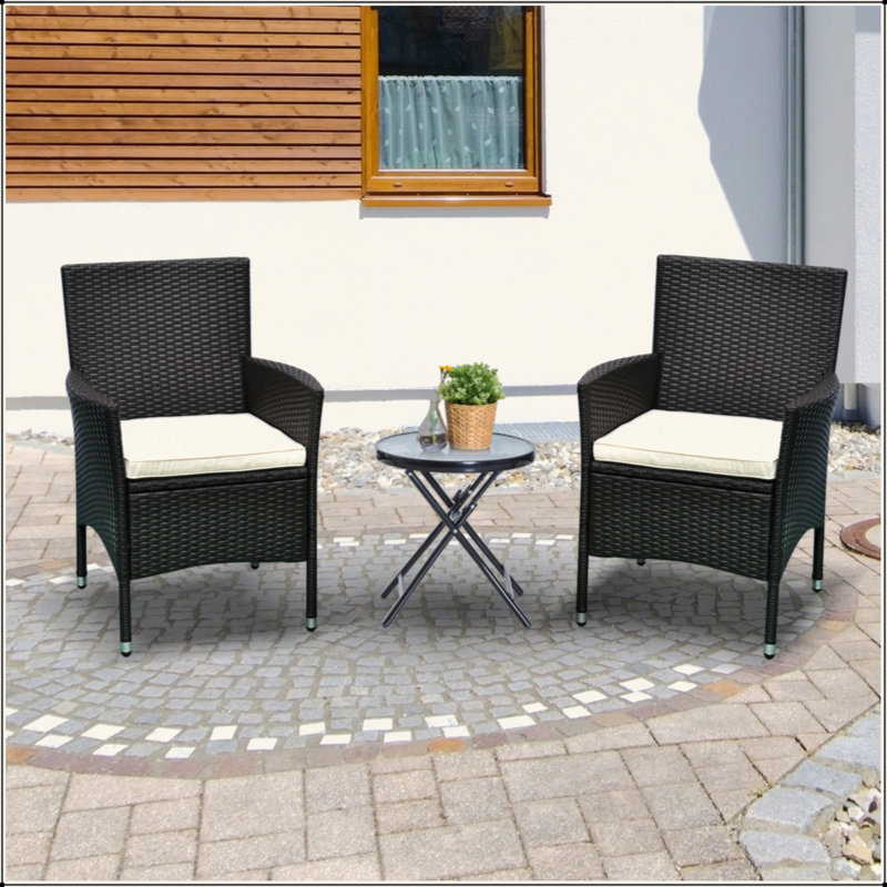 2 chaises de salle à manger en rotin et osier avec coussins et pieds antidérapants, ensemble de chaises de patio empilables pour la cour, le jardin et la pelouse