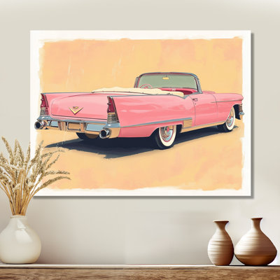 «Pink Cadillac Summer I - Retro Americana», reproduction d'art sur toile