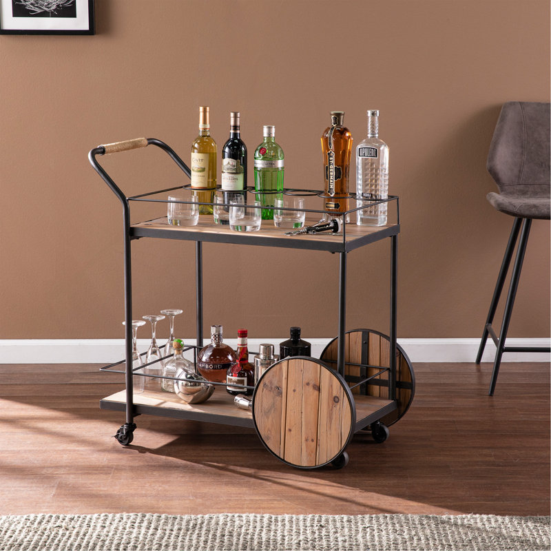 Chariot-bar en bois récupéré