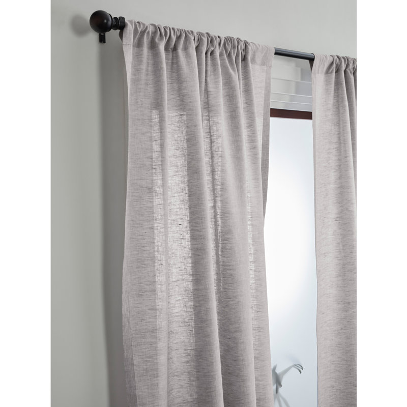 Linen Curtain with Rod Pocket, 52" W x 96" L, Oyster Grey