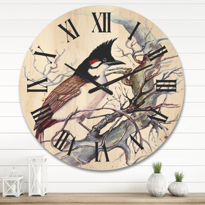 Horloge murale bel oiseau sur une branche