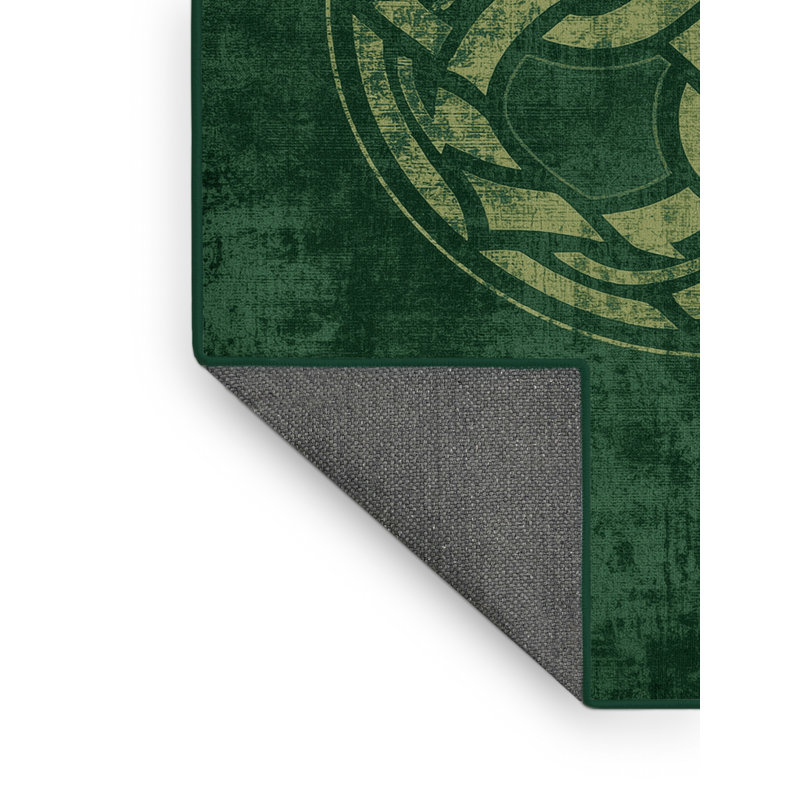 Soft Plush Fergus St Patties Modern & Contemporary Abstract Area Rug in Green – Green Binding, 7x9