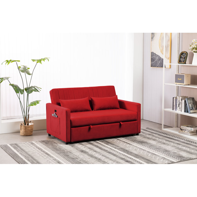 Kusilvak 58'' Velvet Sofa, Burgundy