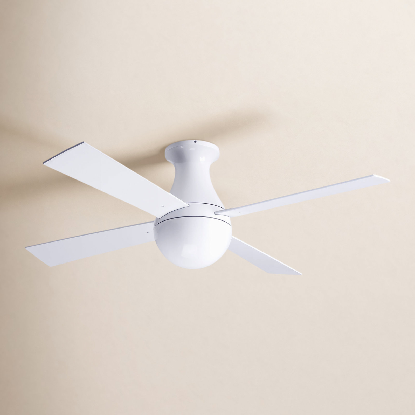 Ball 42'' 4 Blade Ceiling Fan, Handheld Remote Control (2-wire), Gloss White, White
