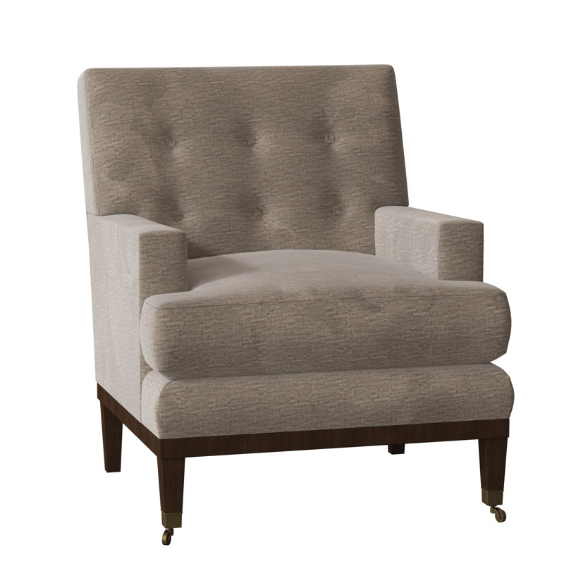 Fauteuil capitonné à coussins 34 po Downtown, Flannery Iron, Nickel Castor, Café