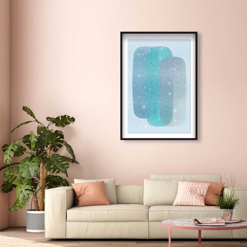 Teal Gradients Print by Oliver Gal, 37.5"H x 25.5"W, Black Shadowbox