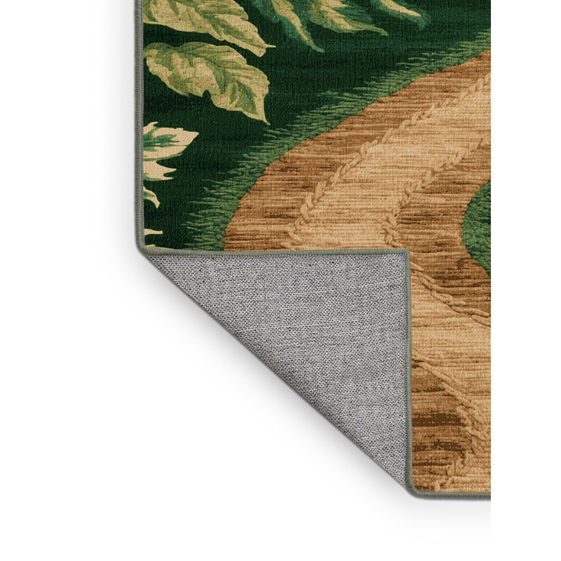 Machine Washable Nature Green Area Rug, Square 6'