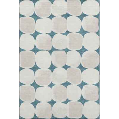 Premium Machine Washable Prisco Teal Rug
