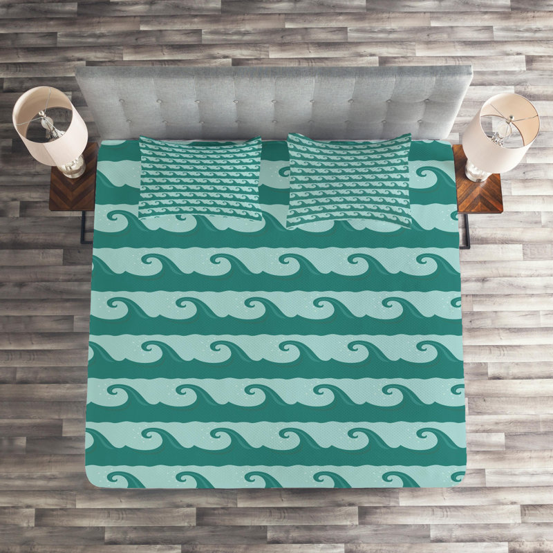 Morrocan Polyester Coverlet, King Bedspread + 2 Standard Shams, Black/Gray/White Geometric Shapes