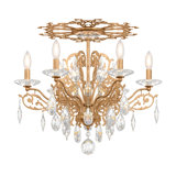 Filigrae 6 Light 23in x 18.5in Semi-Flush Mount in Antique Silver with Clear Heritage Handcut Crystals
