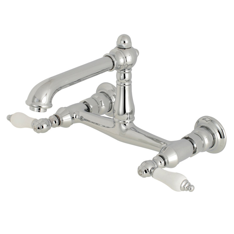 Robinet de salle de bain mural 2 trous Kingston, Polished Chrome